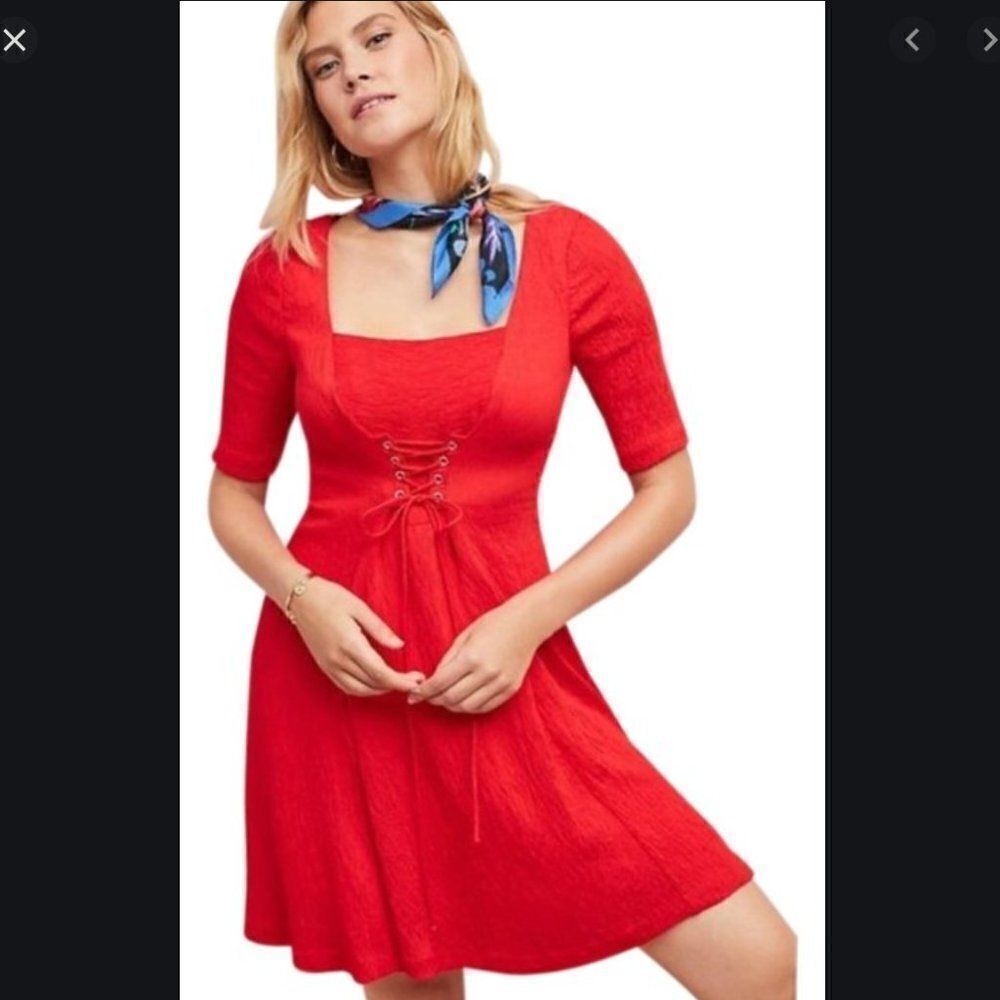 ‎NWT! Maeve by anthropologie red corset dress